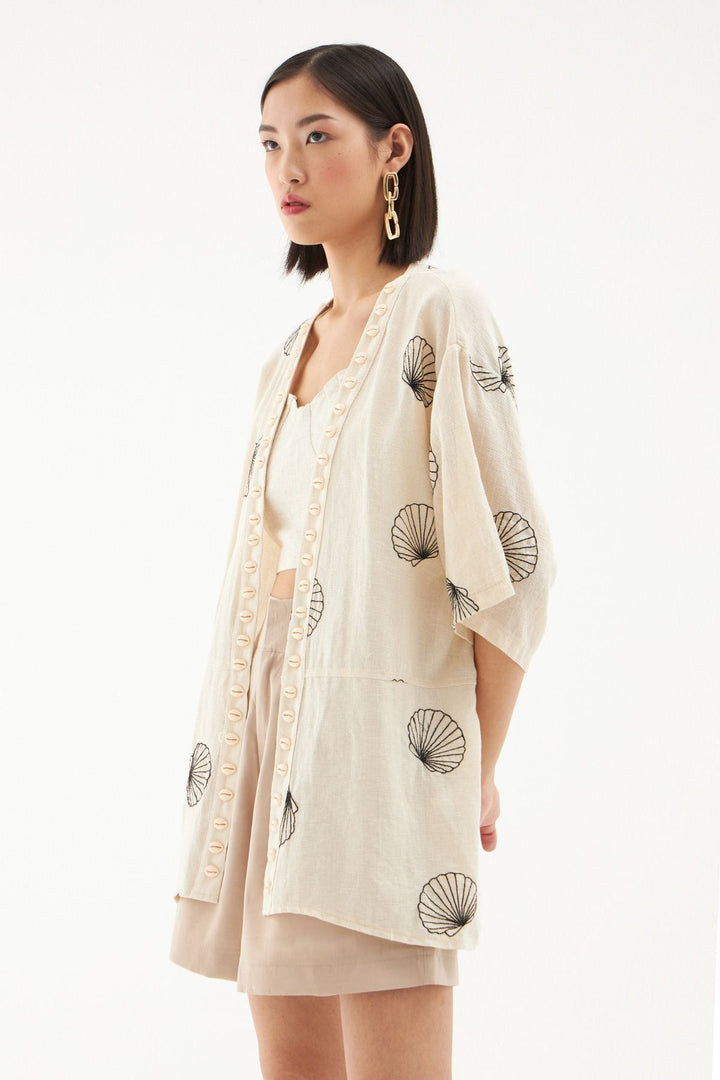Oyster Linen Kimono Natural