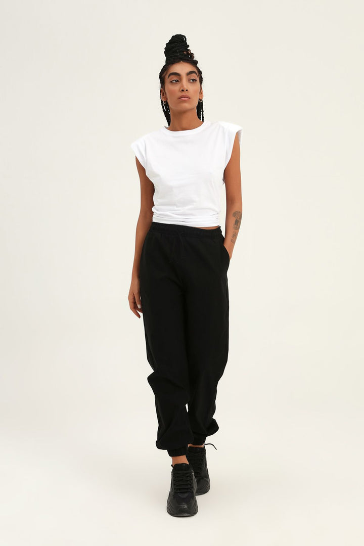 Jogger Beli Lastikli Pantolon Siyah
