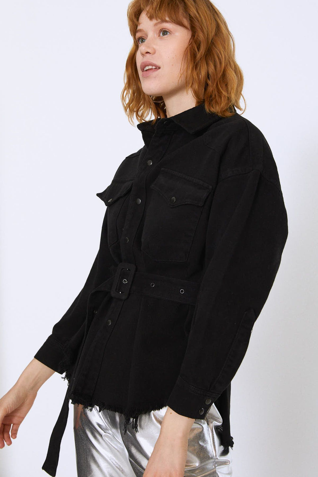 Belted Gabardine Jacket Black