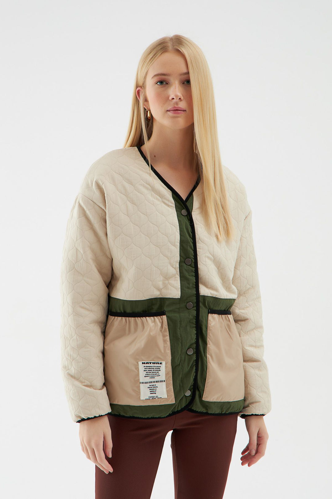Pocket Quilted Jacket Beige