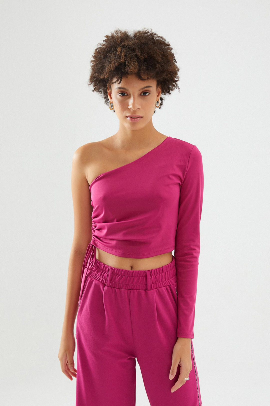 Büzgülü Tek Kol Bluz Orkide