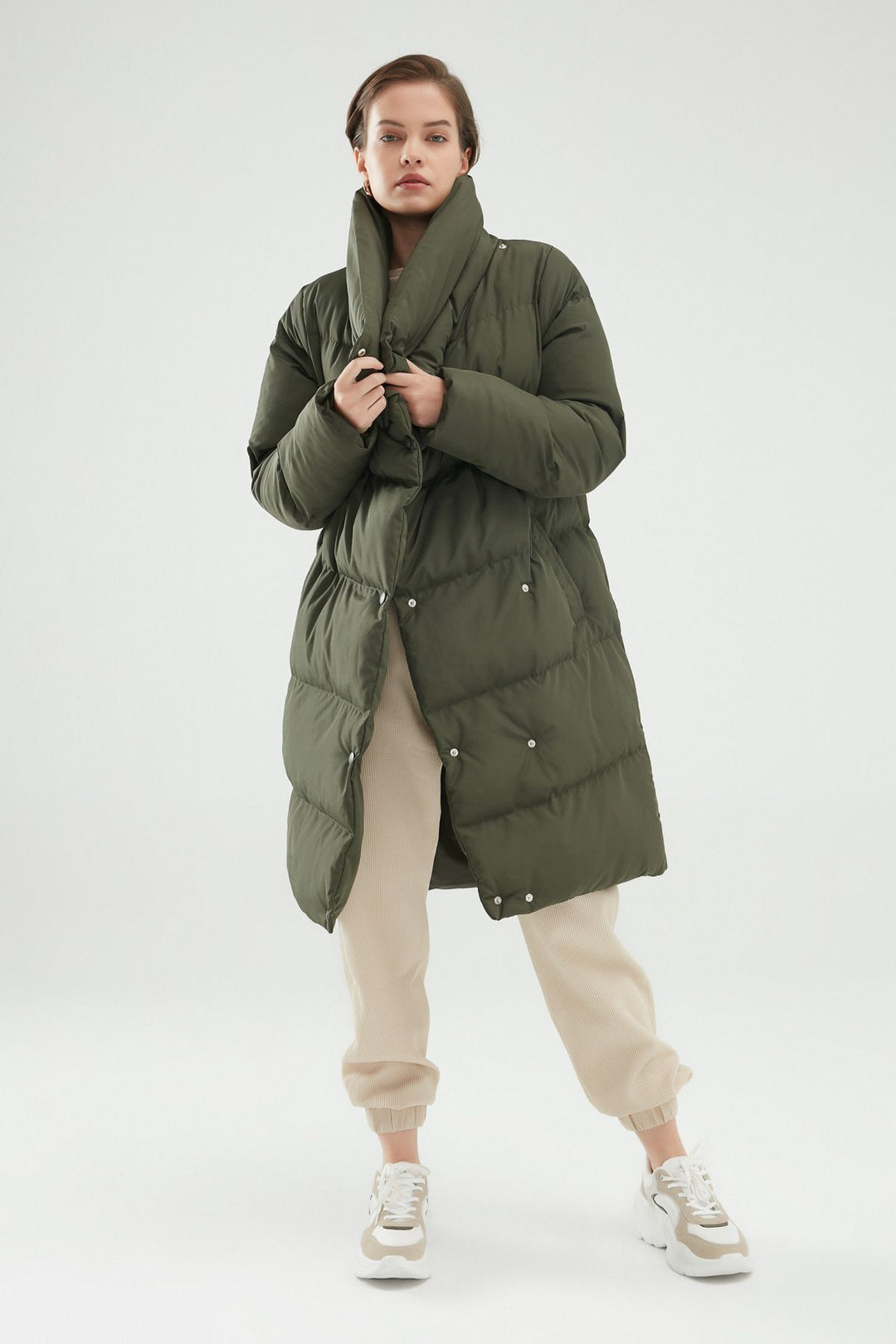 Double Breasted Inflatable Coat Khaki