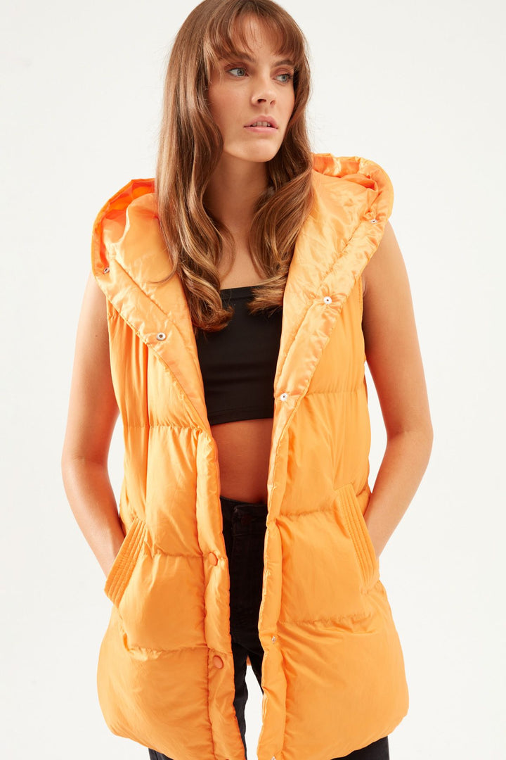 Hooded Belt Inflatable Vest Orange