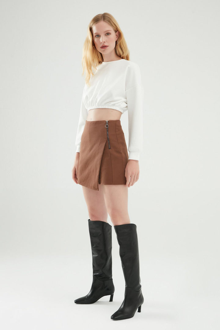 Wrapped Short Skirt Brown