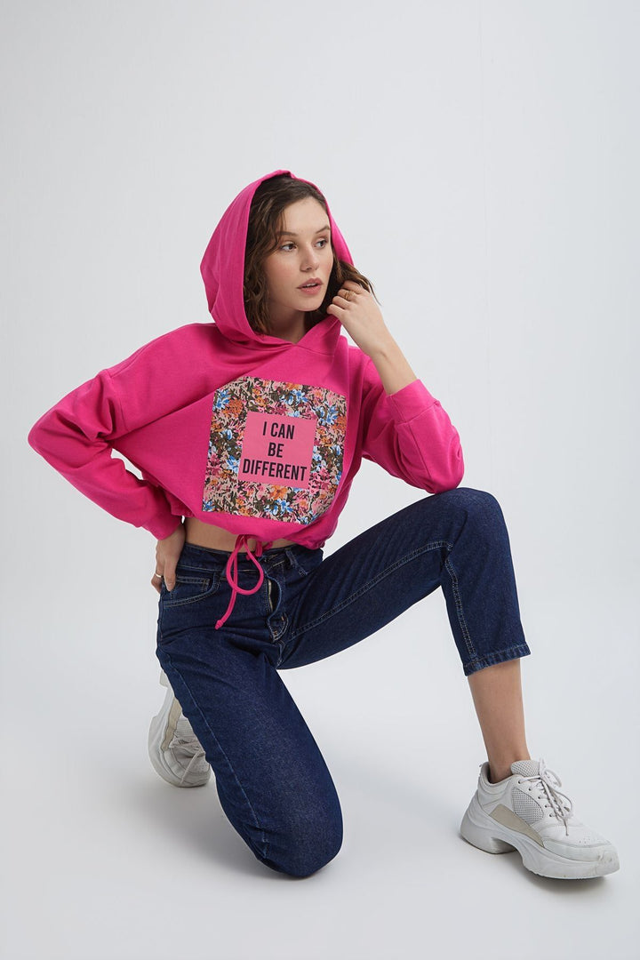 Hoodie Printed Sweatshirt Fuchsia