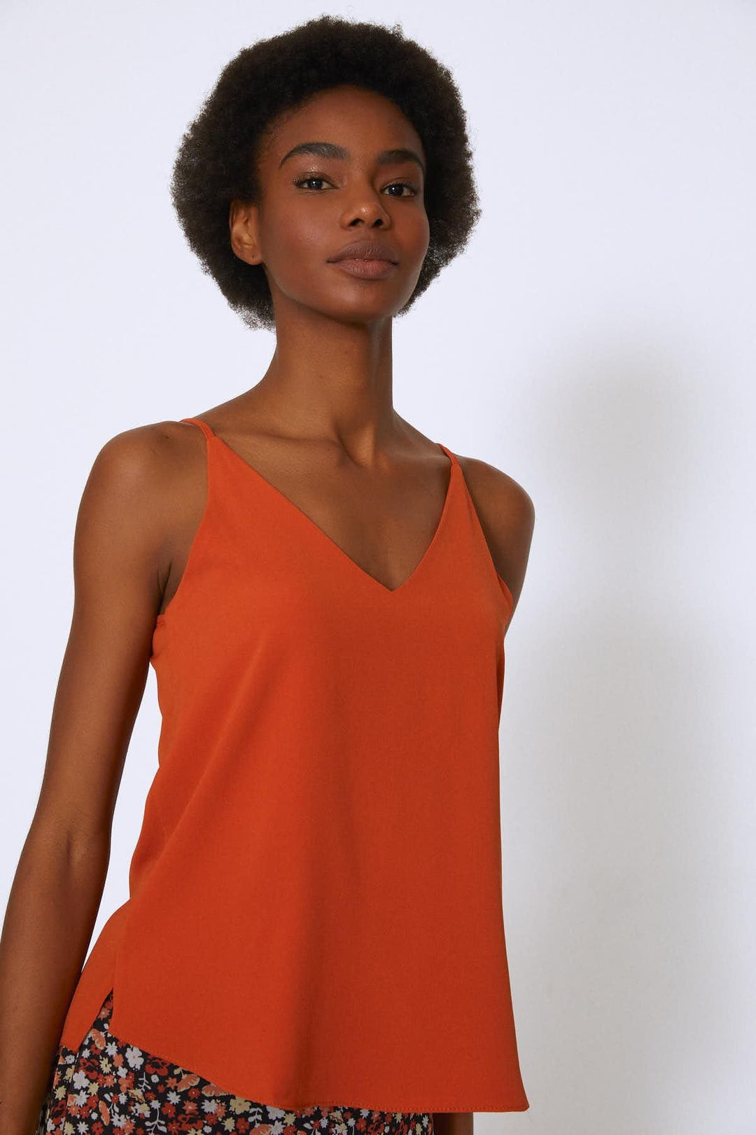 İp Askılı V Yaka Bluz Kiremit