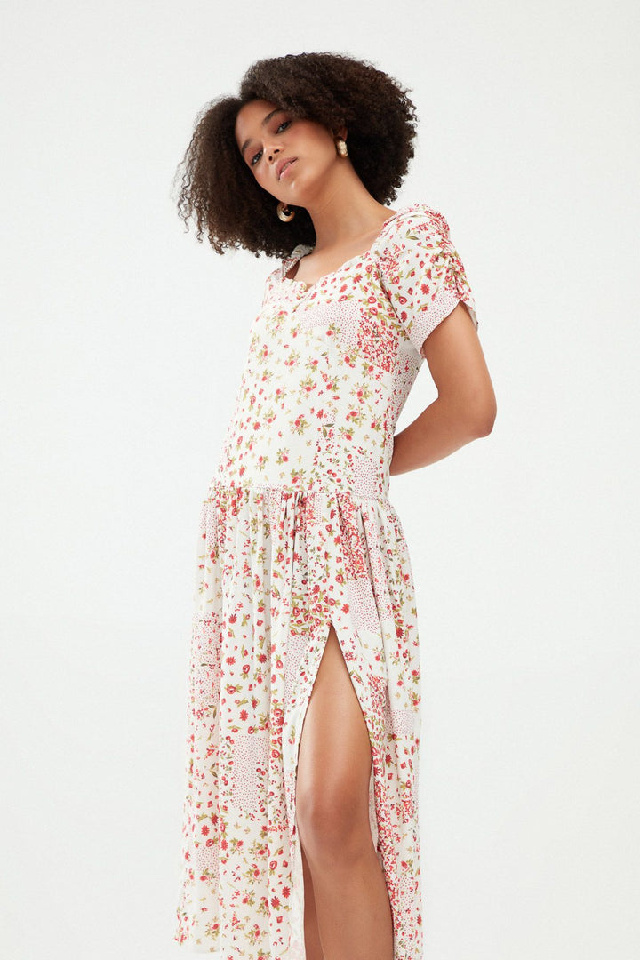 Floral Slit Dress White