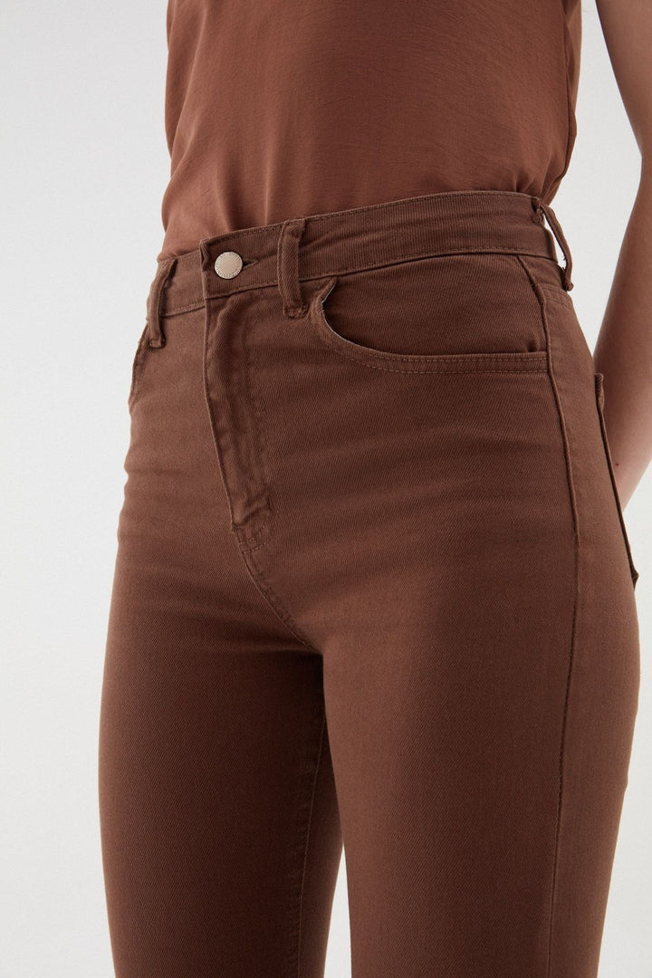 Side Slit Jeans Brown