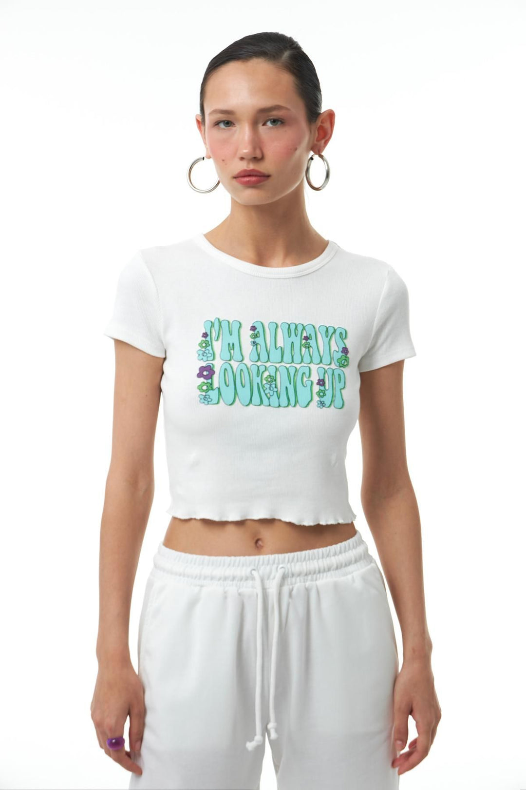 Text Printed T-Shirt Ecru