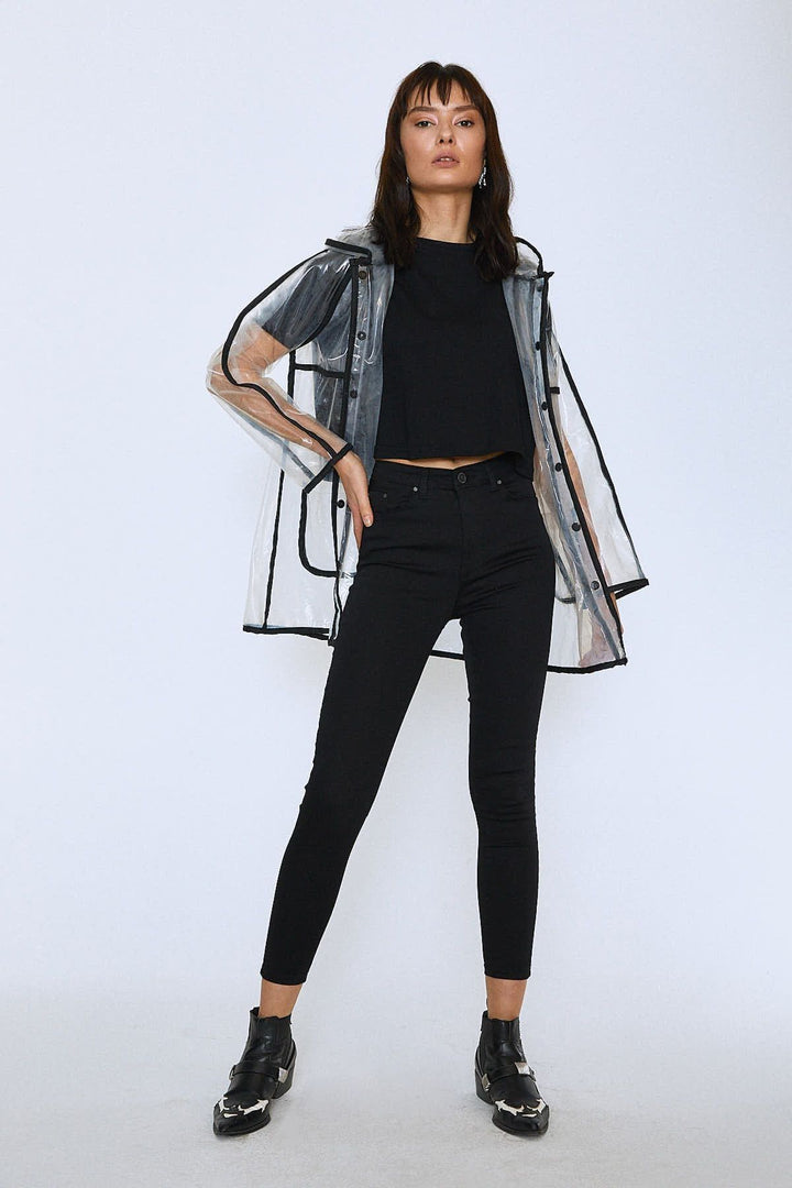 Transparent Leather Hook Raincoat Transparent