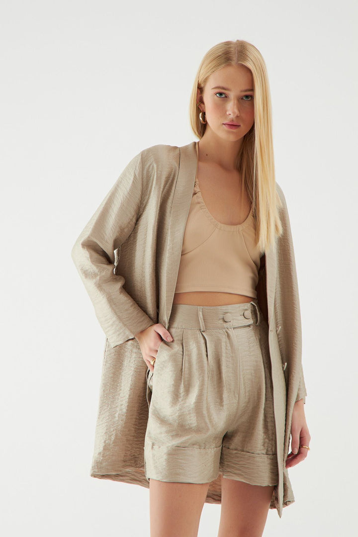 Long Blazer Jacket Beige