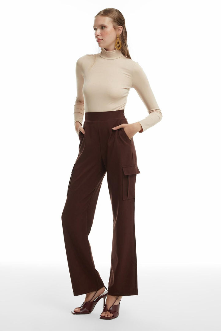 Wide Leg Cargo Pants Brown