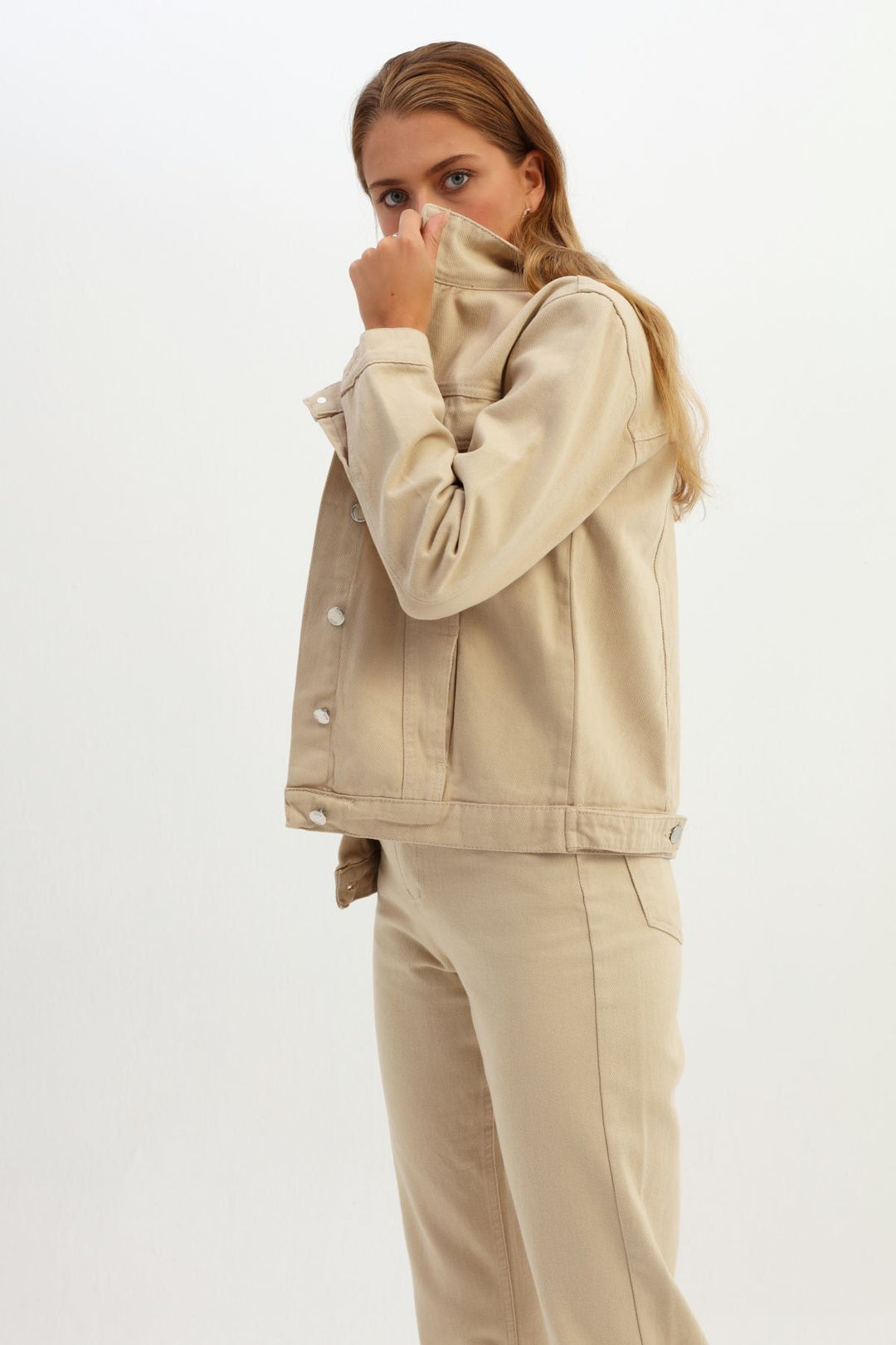 Gabardine Denim Jacket Beige