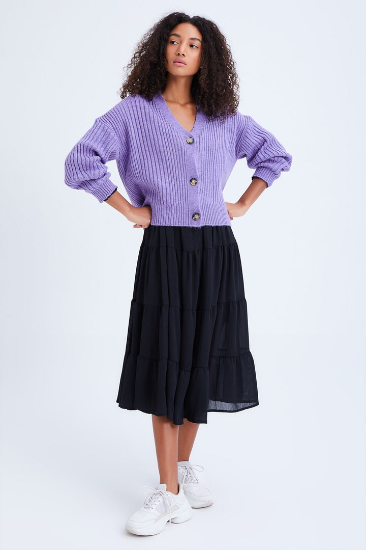 Buttoned Cardigan Lilac