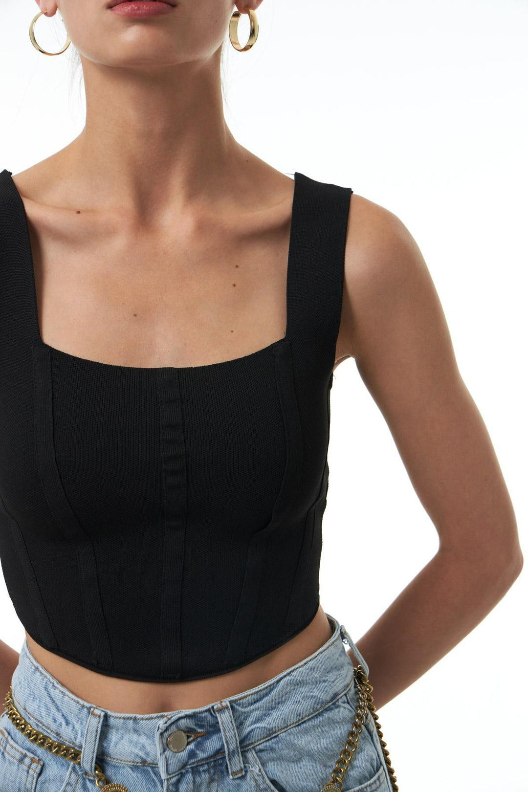 Strap Crop Knitwear Black
