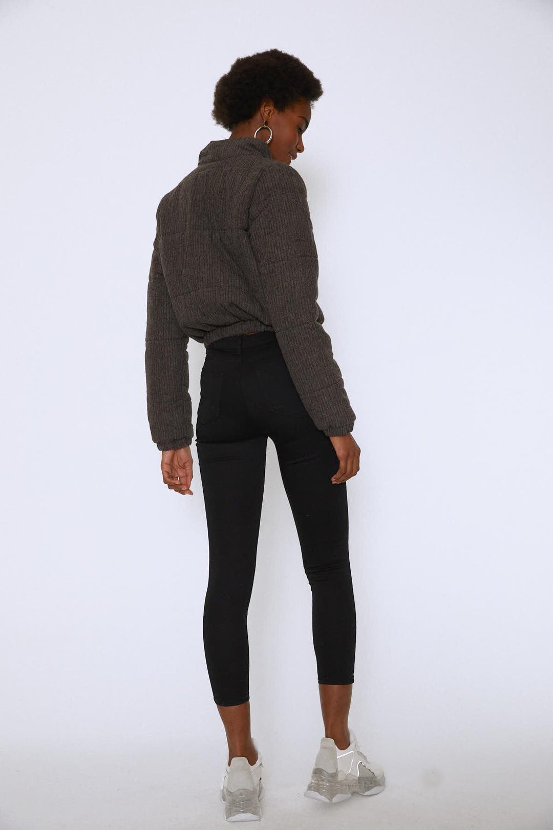 Front Zipper Lace-Up Coat Mink