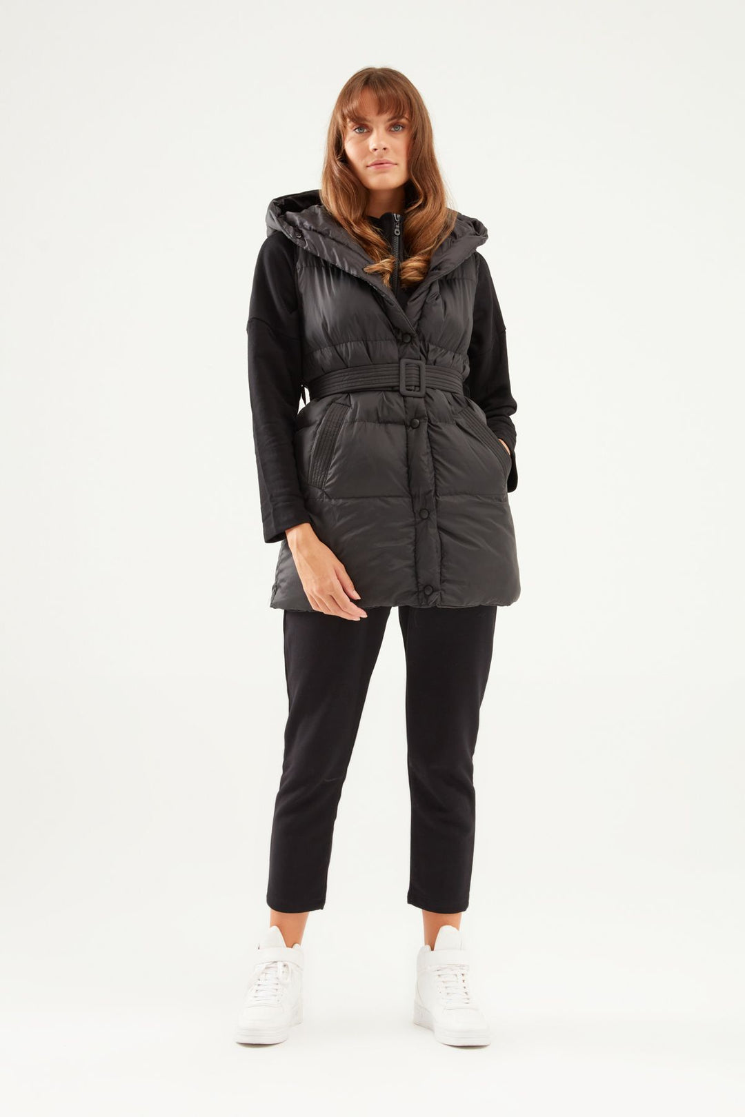 Hooded Belt Inflatable Vest Black