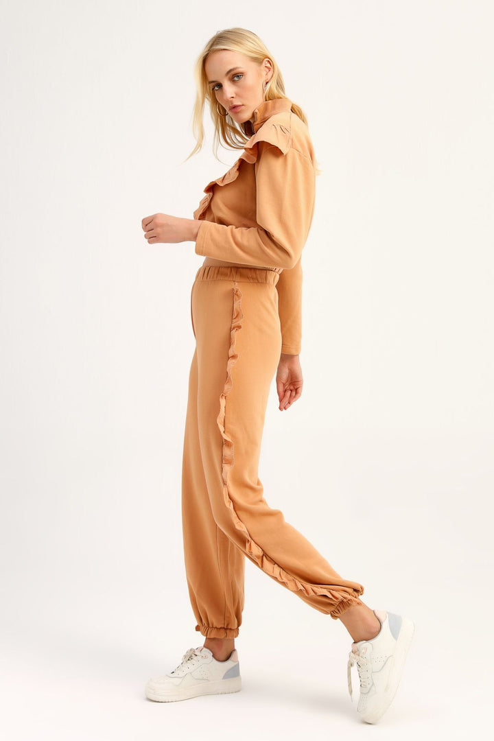 Frilly Jogger Tracksuit Camel