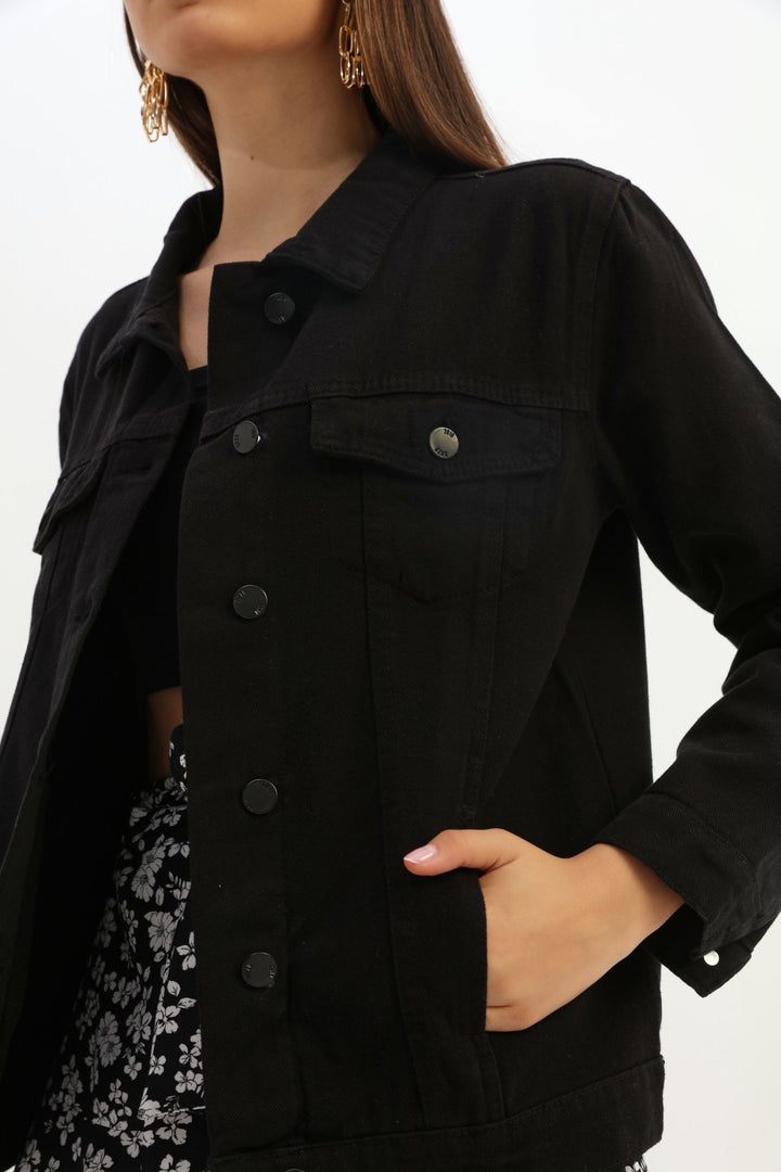Gabardine Denim Jacket Black