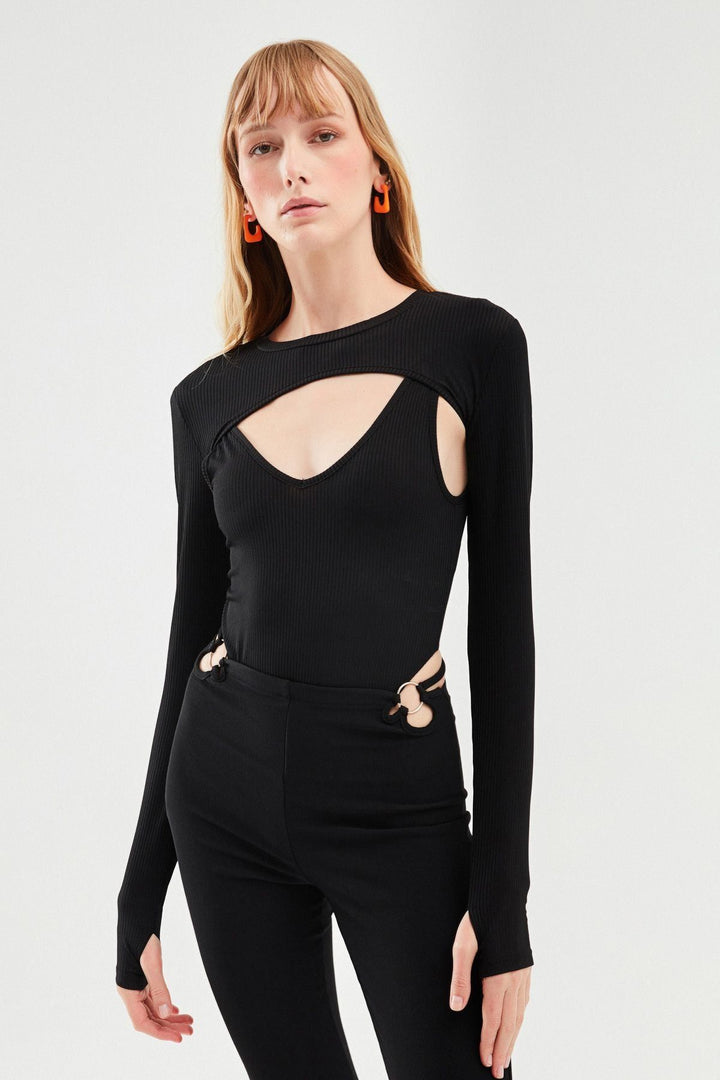 Camisole Decollete Bodysuit Black
