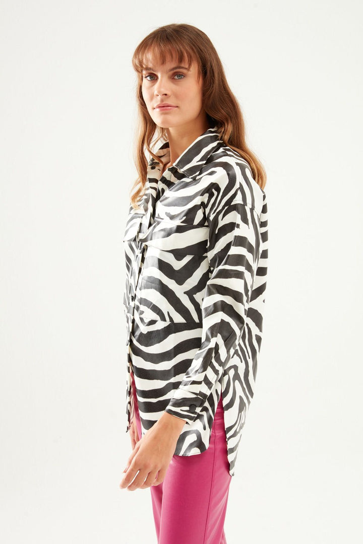 Zebra Deri Gömlek Siyah