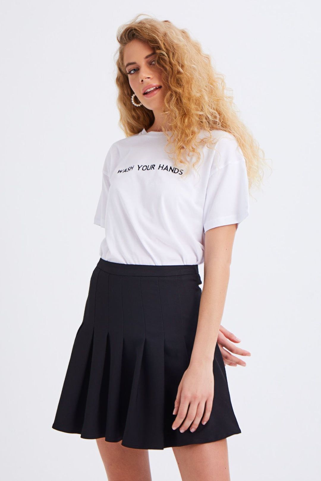 Pleated Mini Skirt Black