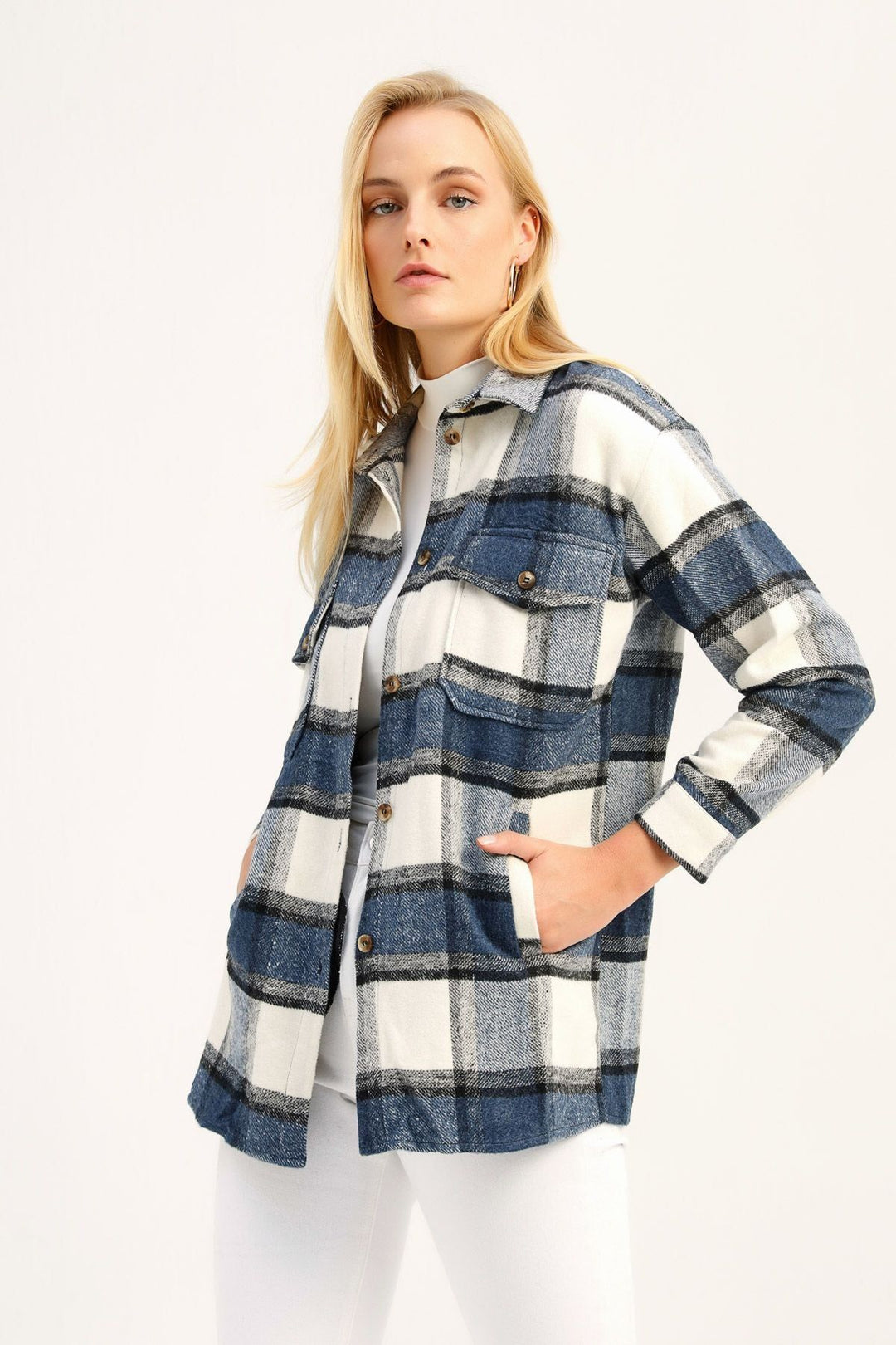 İki Cepli Oduncu Gömlek İndigo