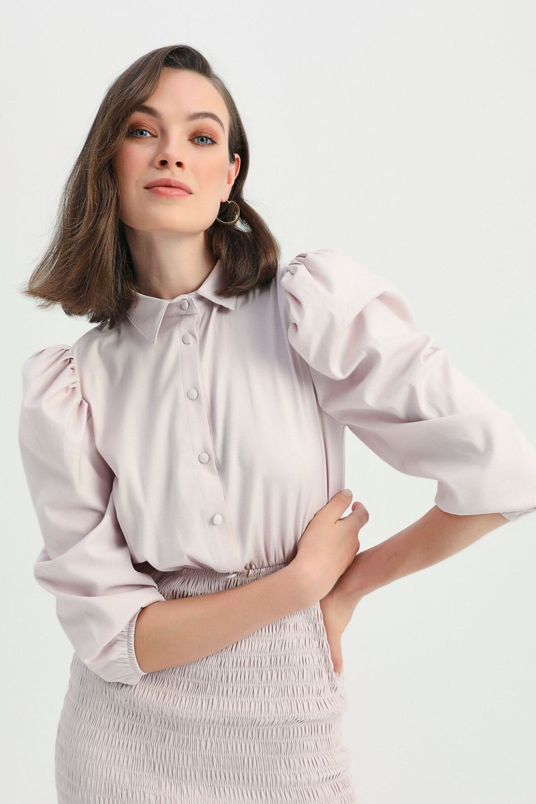 Balloon Sleeve Gipe Dress Lilac