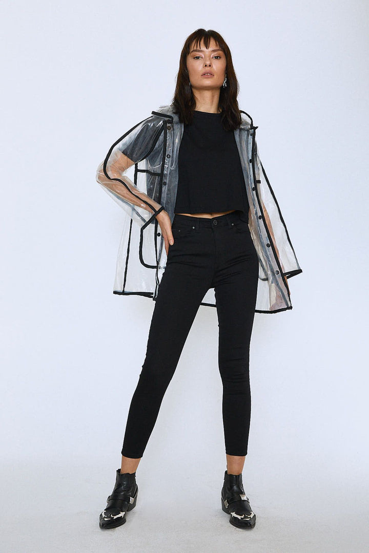 Transparent Leather Hook Raincoat Transparent