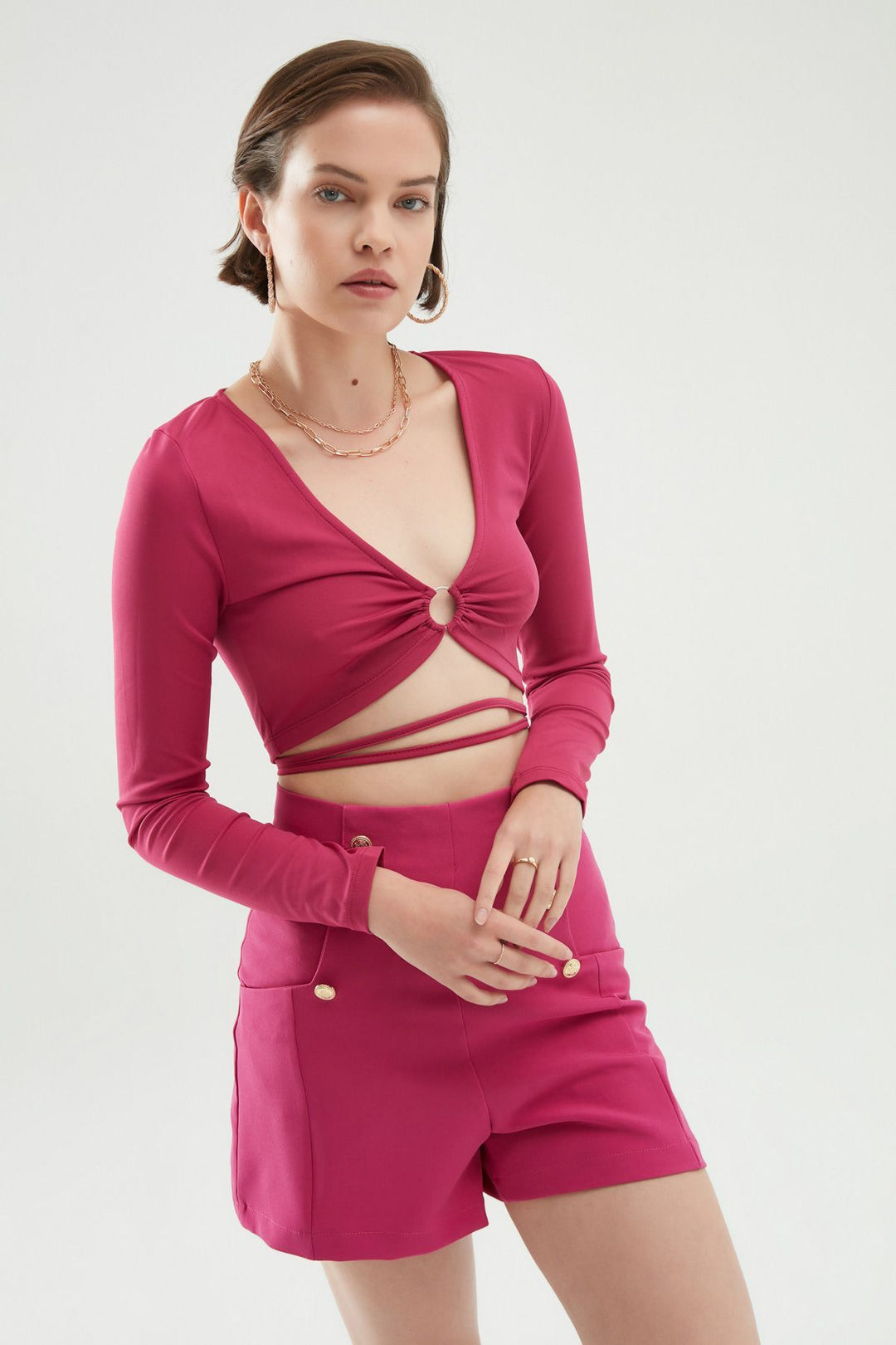 Decollete V-Neck Blouse Orchid