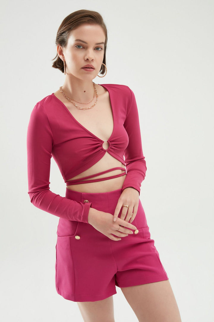 Decollete V-Neck Blouse Orchid