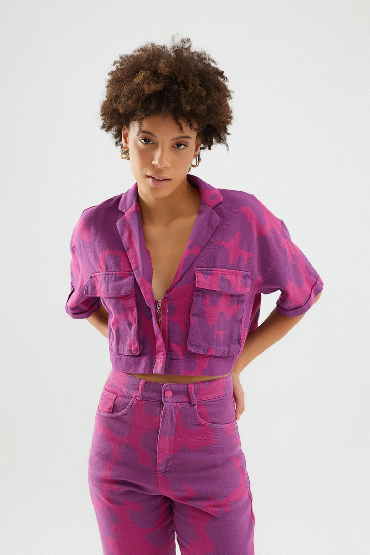 Patterned Gabardine Shirt Orchid