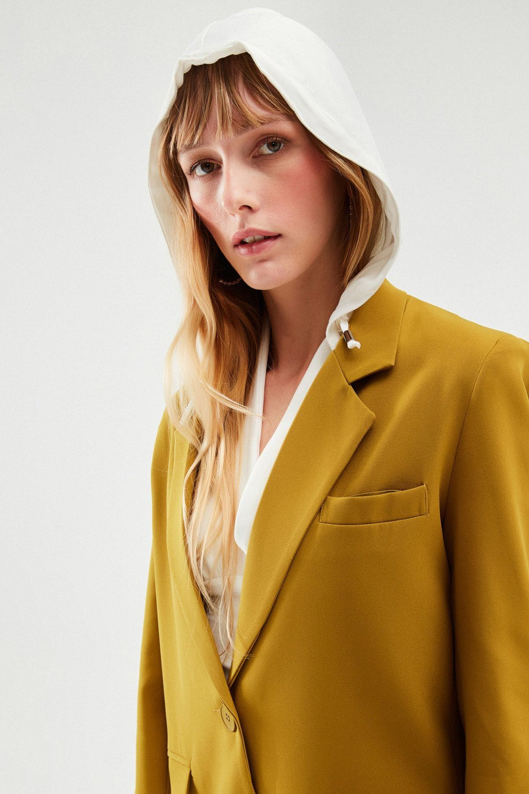 Hooded Blazer Jacket Olive