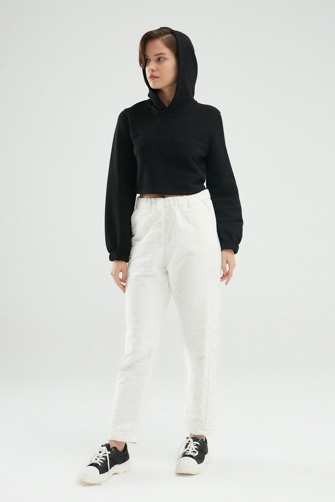 Low Back Crop Sweatshirt Black