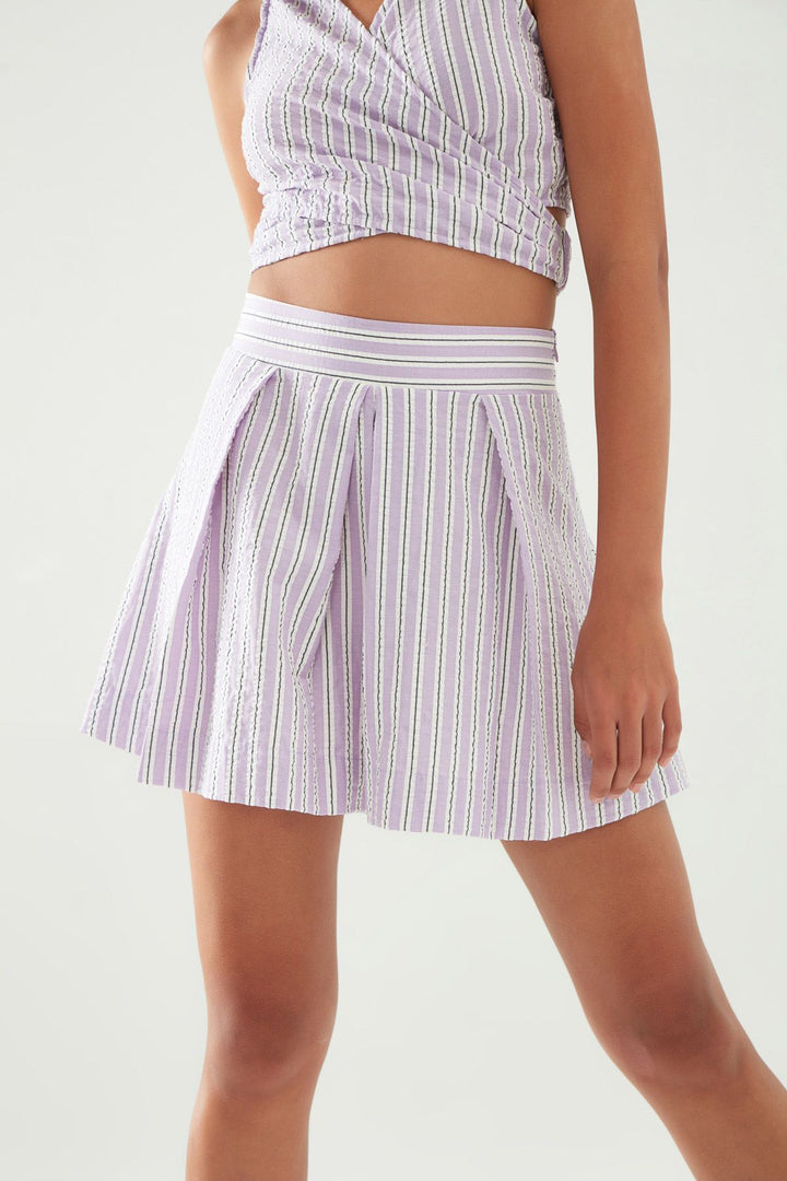 Pileli Mini Şort Lila