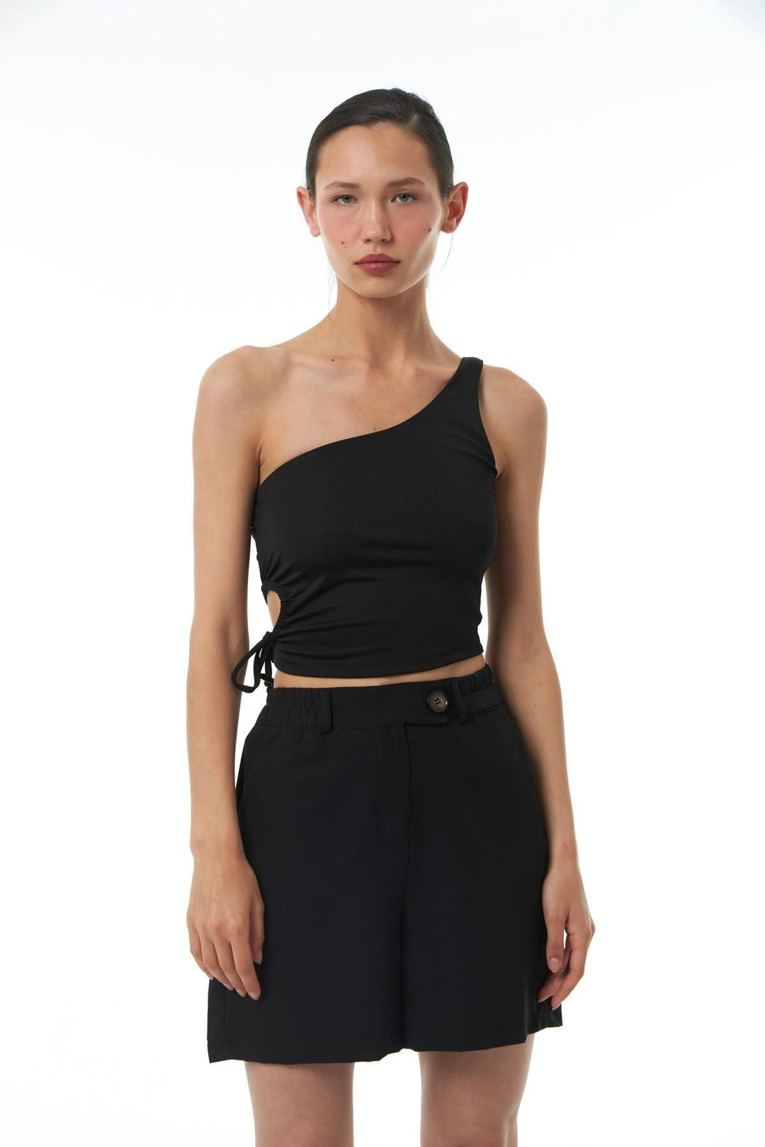 Elastic Waist Shorts Black