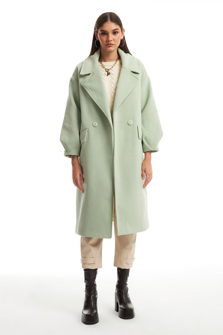 Double Breasted Collar Oversize Coat Mint