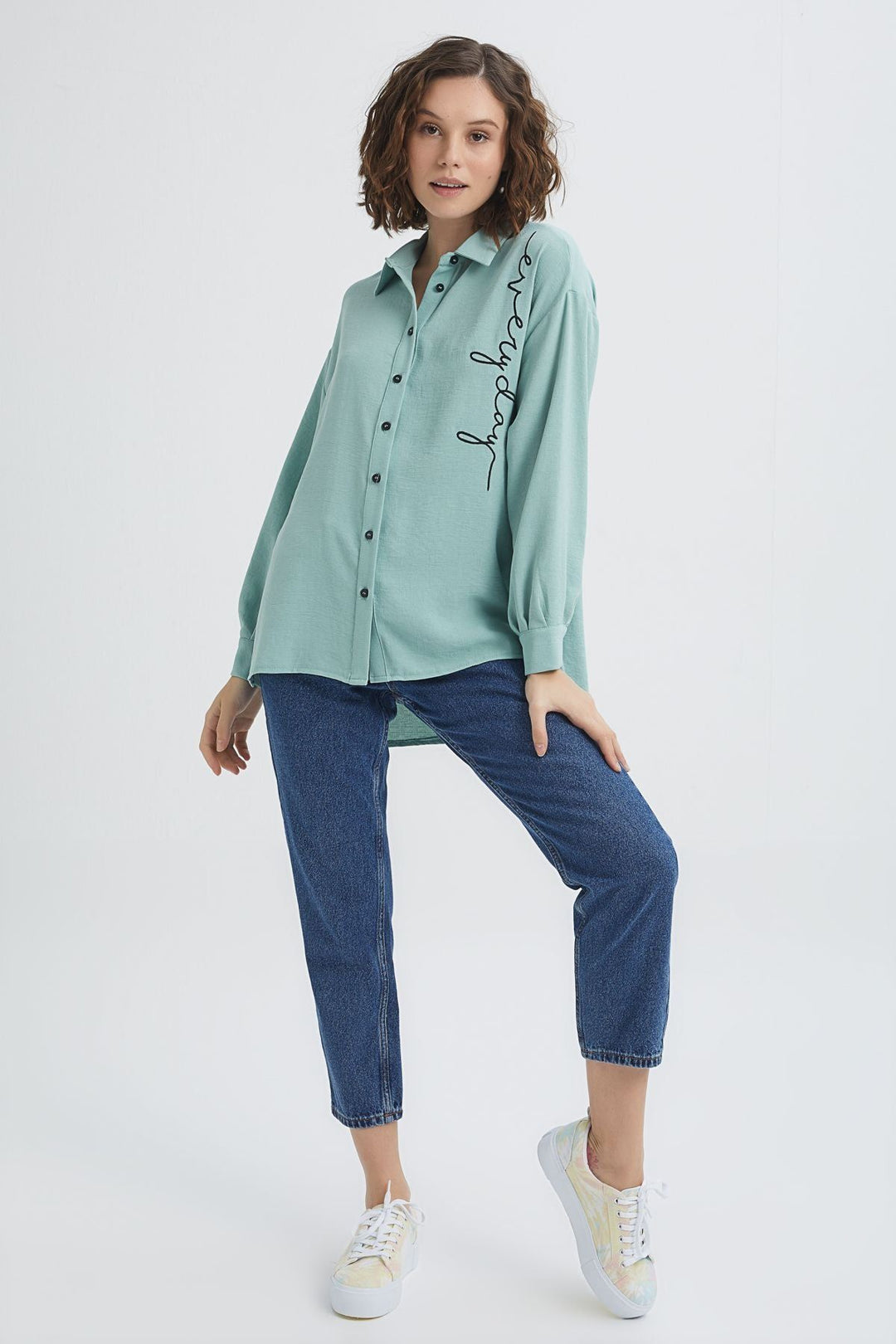 Embroidered Detailed Shirt Mint