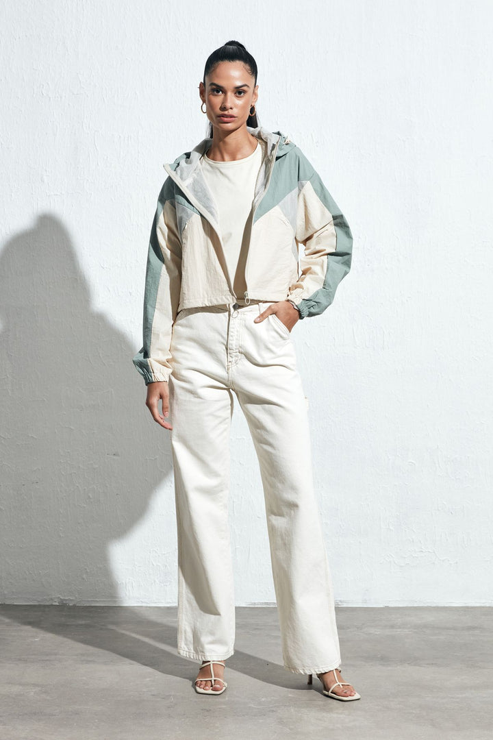 Hooded Colored Raincoat Stone