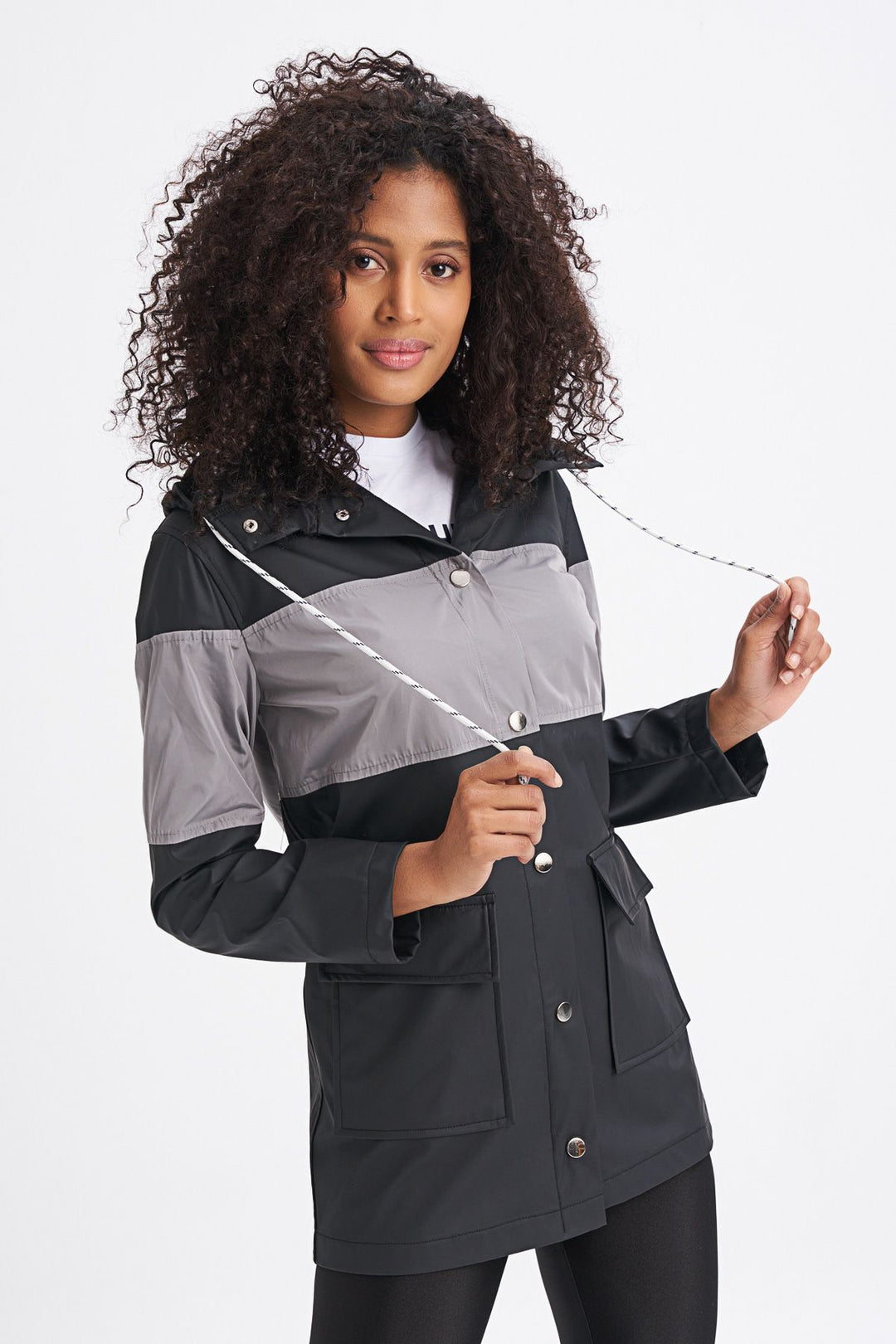 Hooded Pocket Raincoat Black
