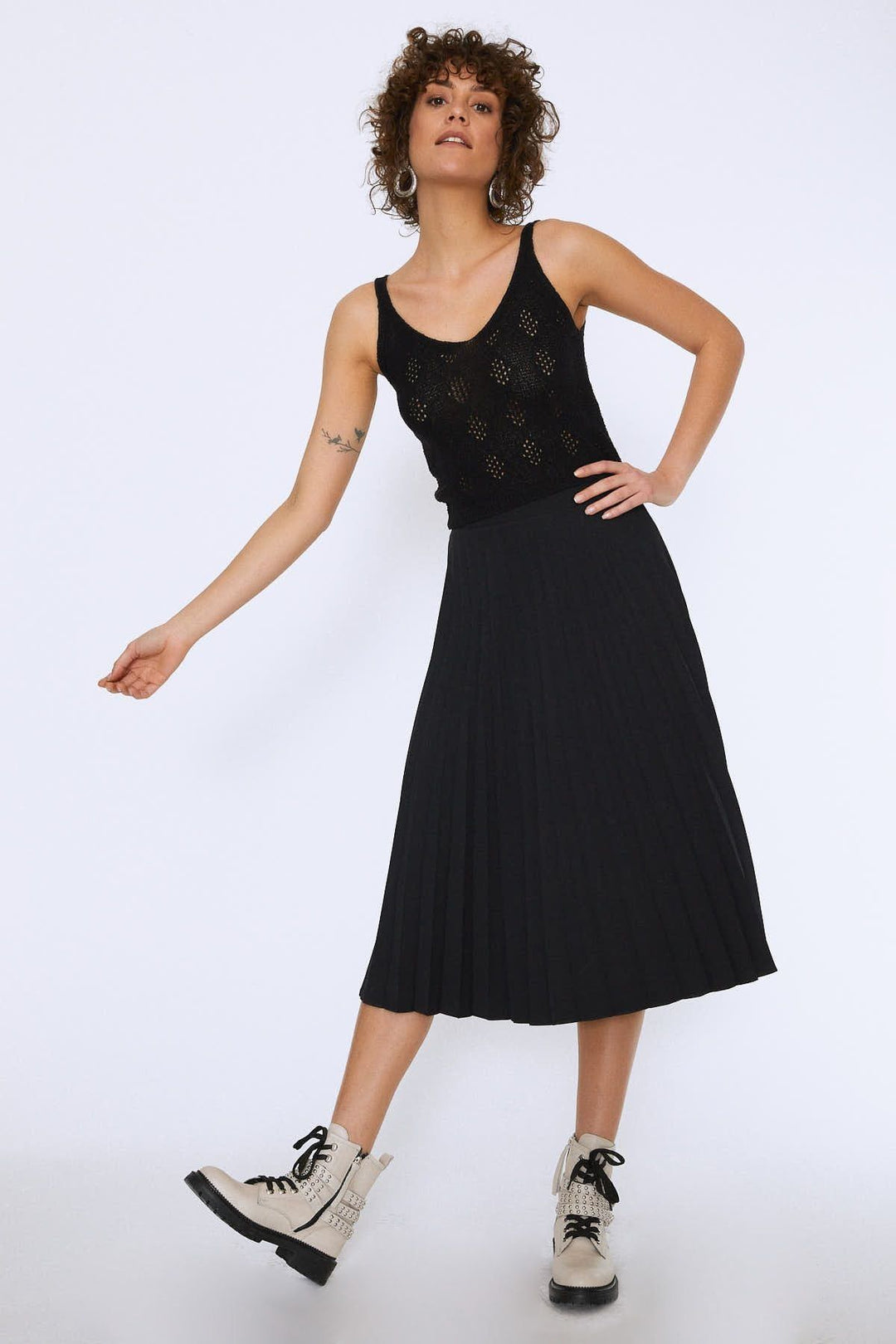 Hanging Openwork V Neck Knitwear Black