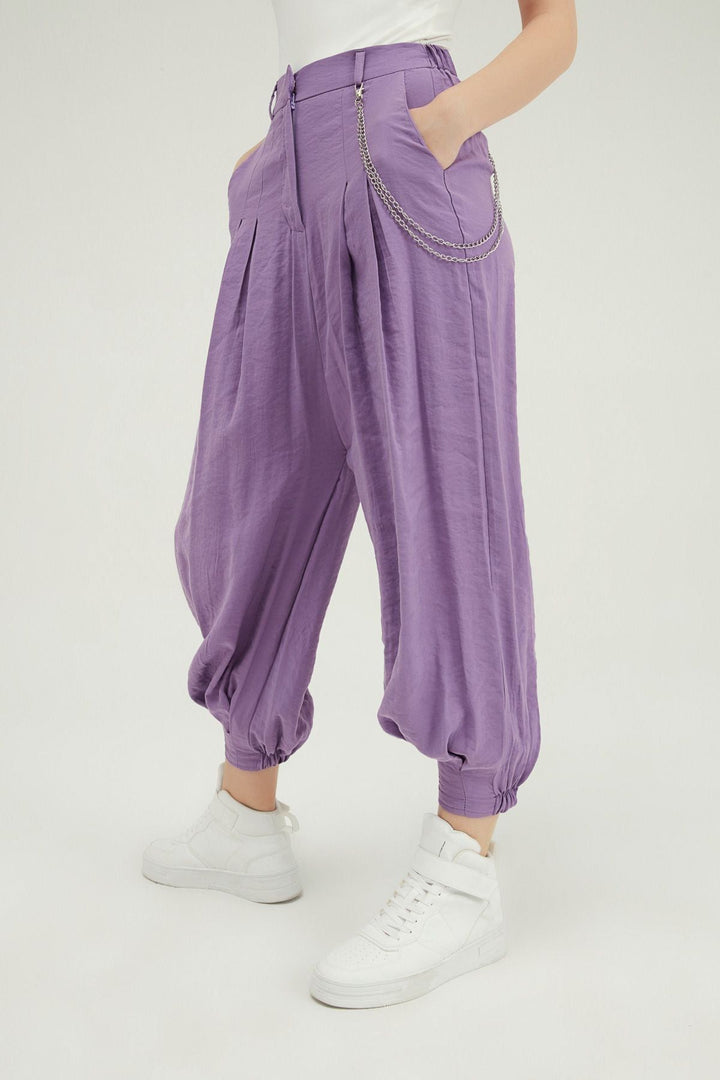 Chain Accessory Baggy Trousers Dark Lilac