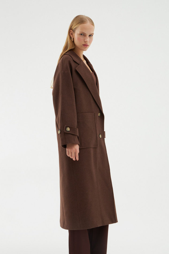 Cepli Uzun Oversize Kaban Kahverengi