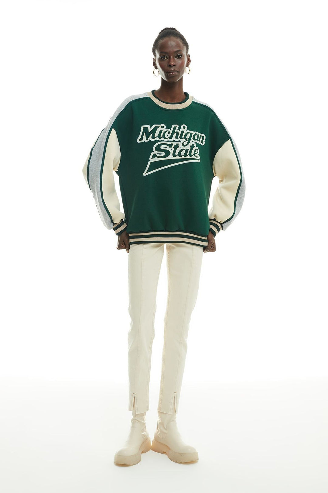 Dual Color Printed Sweatshirt Dark Green