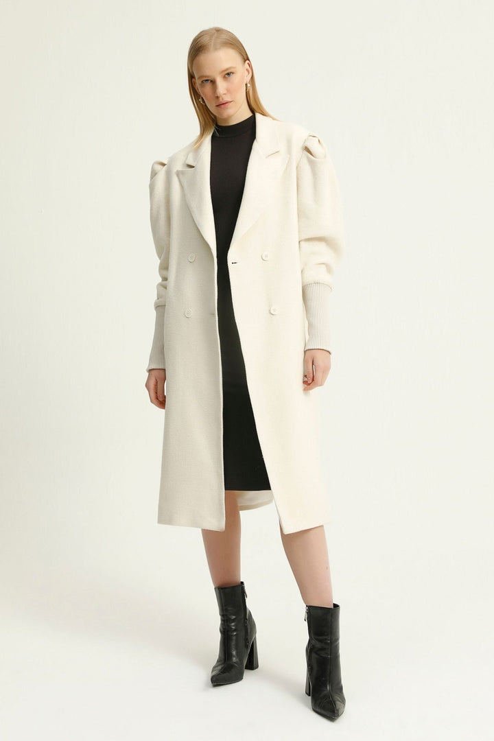 Rib Sleeve Cachet Coat Ecru