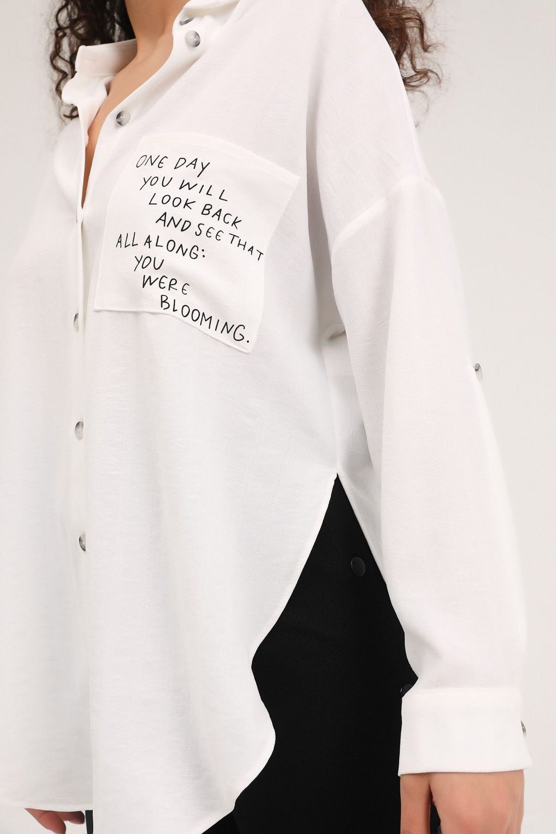 Printed Oversize Shirt White