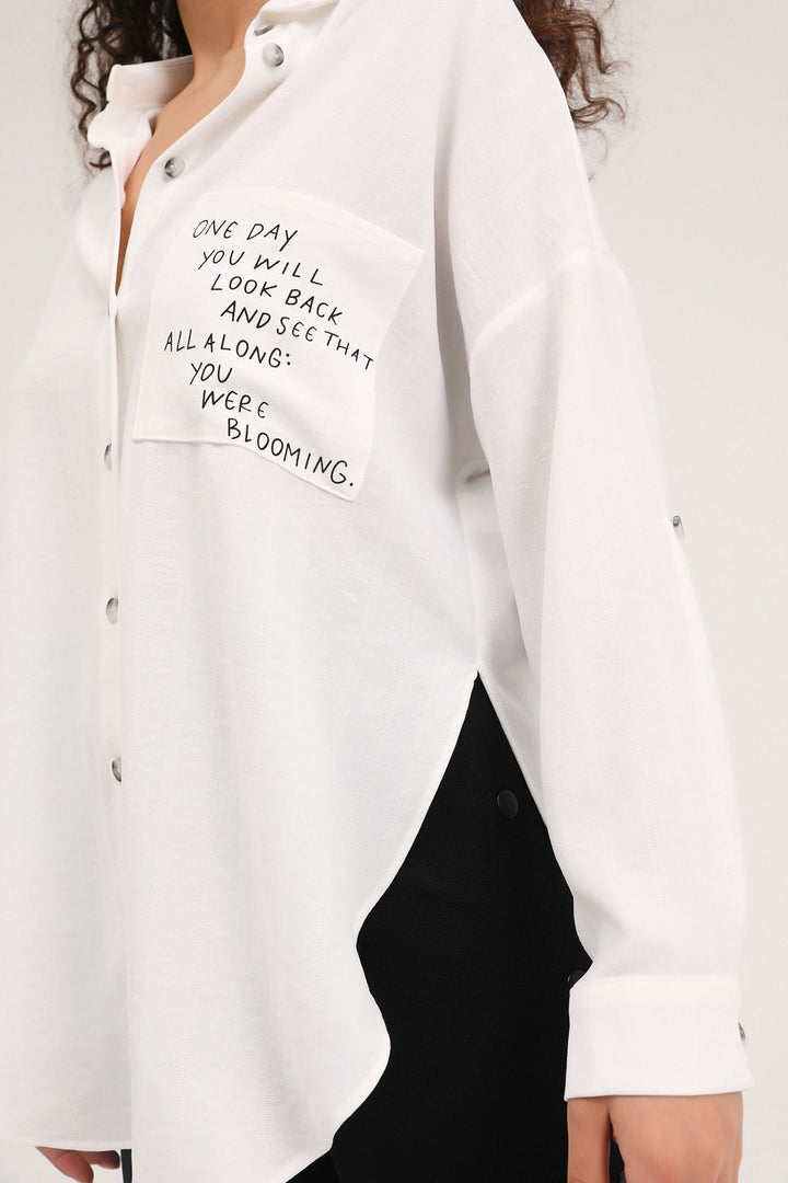 Printed Oversize Shirt White