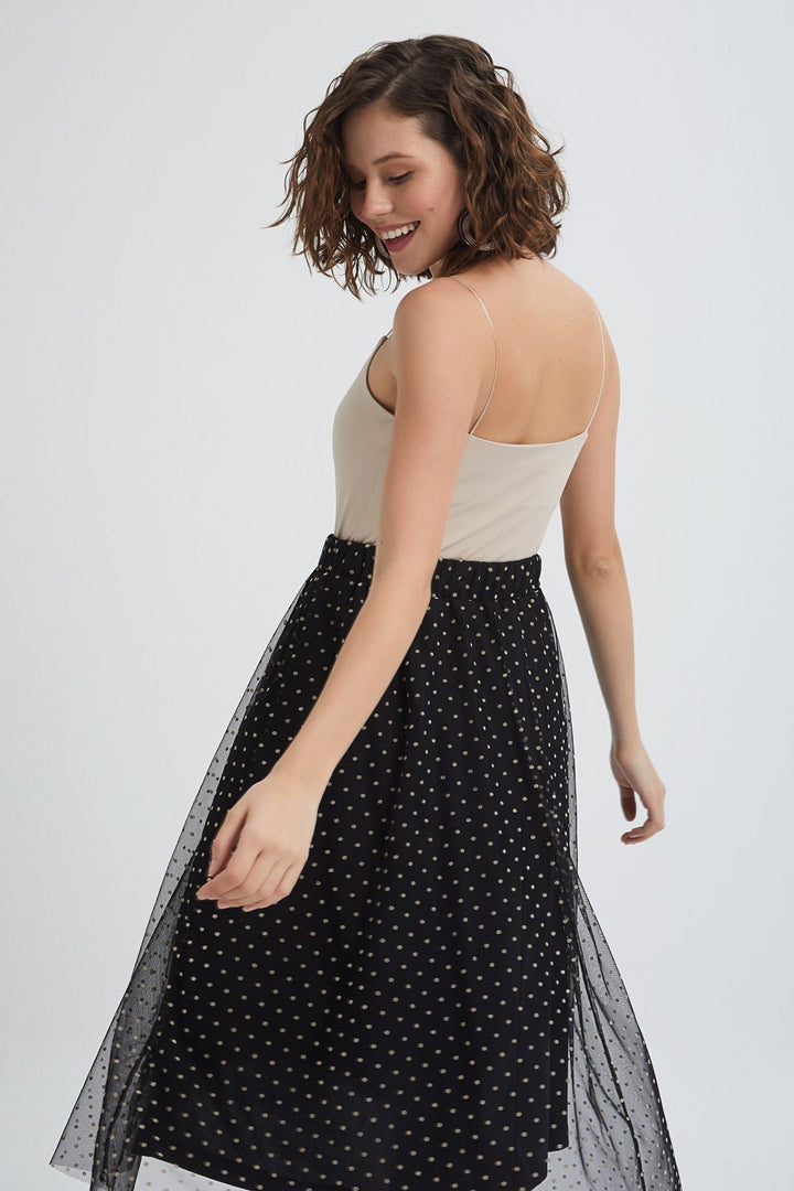 Polka Dot Tulle Skirt Black