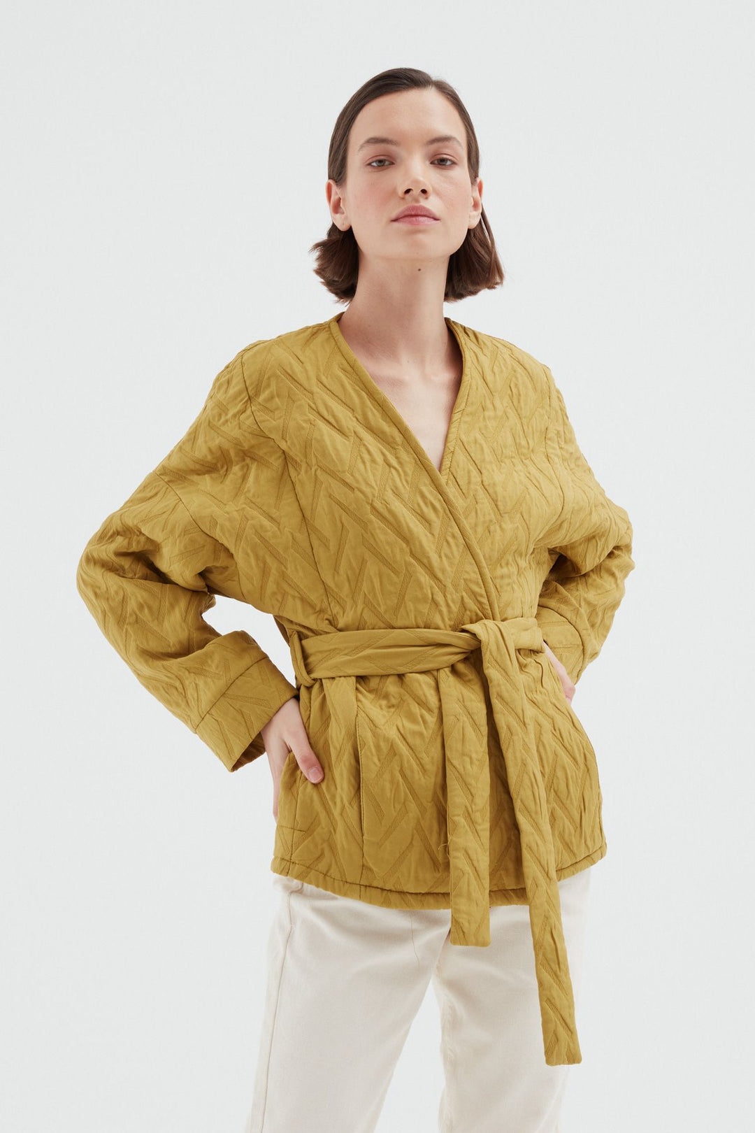 Bound Quilted Jacket Olive