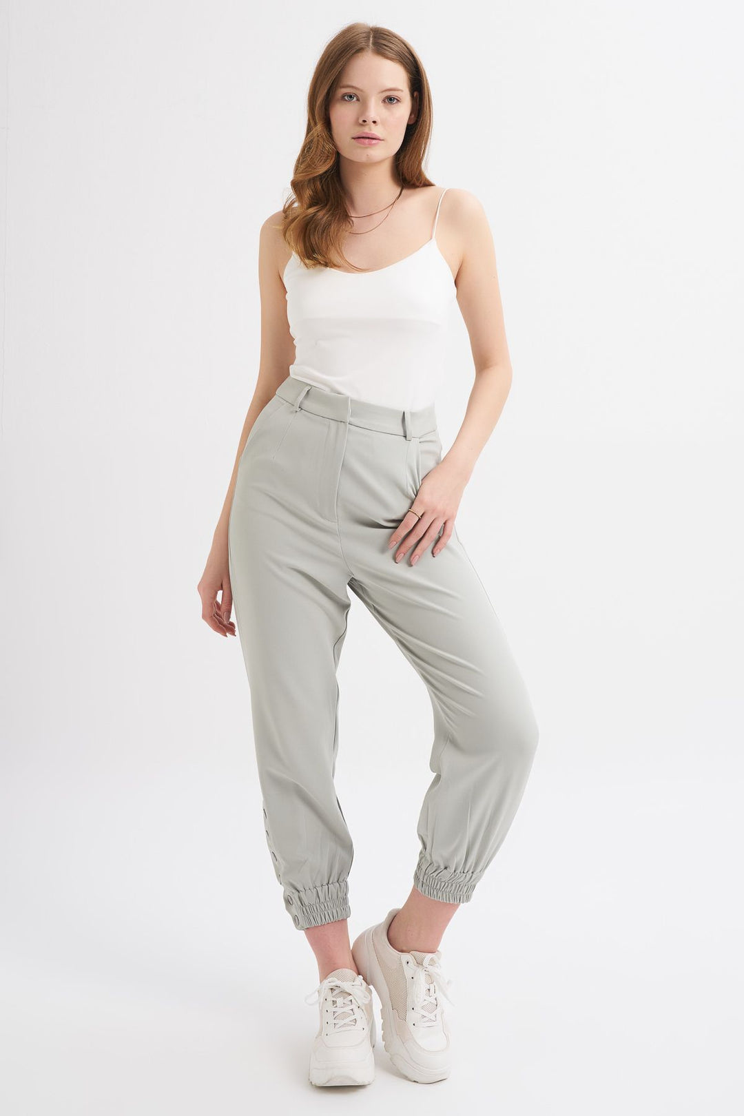 Paçası Çıtçıtlı Jogger Pantolon Mint